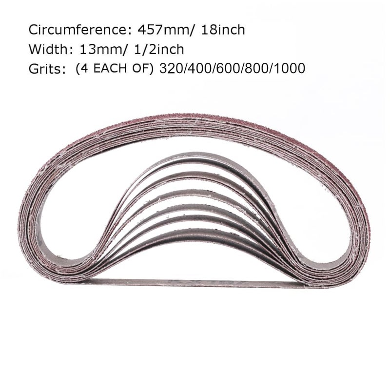 Zivisk 1/2 inch x 18 inch Sanding Belts, 320/400/600/800/1000 Fine Grits, Belt Sander Tool for Woodworking, Metal Polishing, 20 Pack Aluminum Oxide Sanding Belt - Image 2